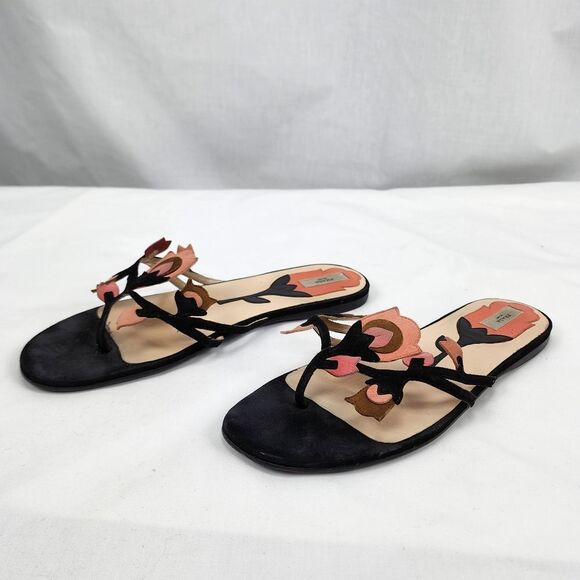 Prada James Jean Fairy Collection Black and Pink Women's Sandals Size 8.5 - Picture 4 of 10